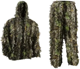 PELLOR Outdoor Camo Ghillie Suits, 3D Leafy Hooded Hunting Airsoft Camouflage Gillies Suits for Kids & Adults