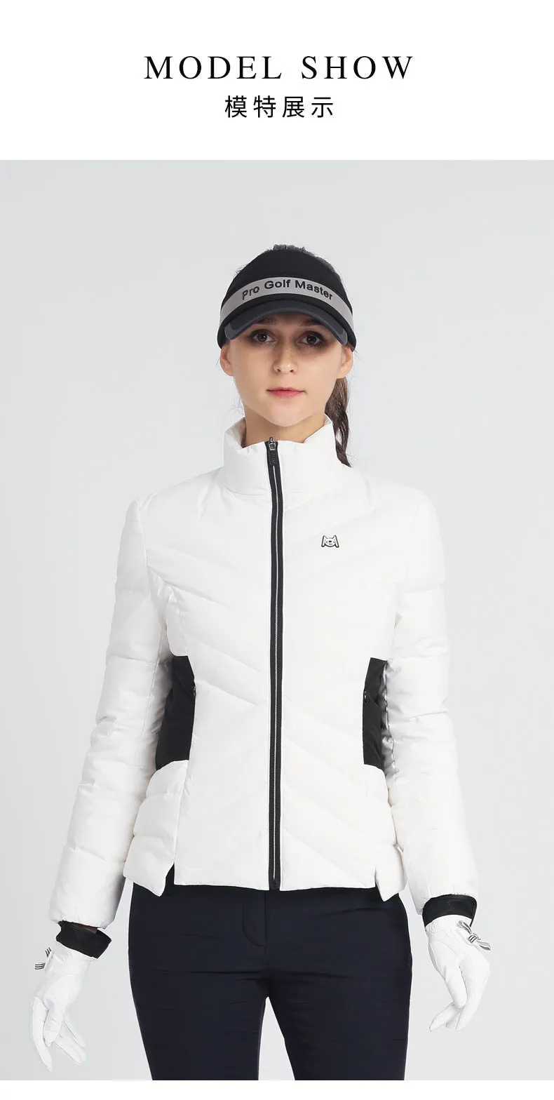 PGM YF520 ladies warm golf jackets wholesale duck down full zip women logo golf jacket