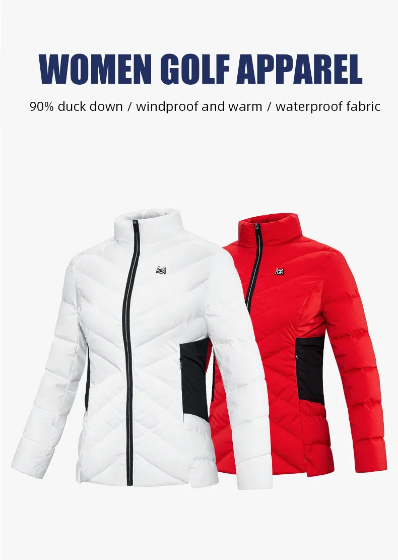 PGM YF520 ladies warm golf jackets wholesale duck down full zip women logo golf jacket
