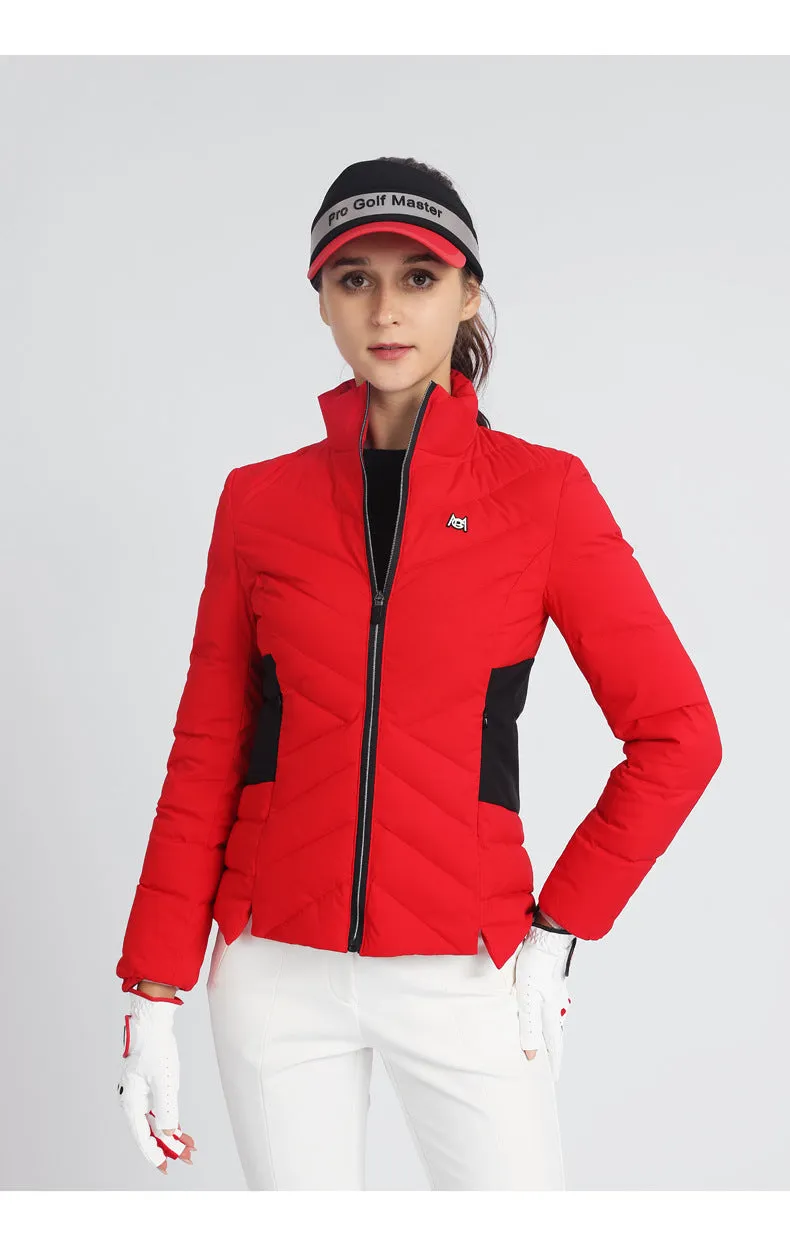 PGM YF520 ladies warm golf jackets wholesale duck down full zip women logo golf jacket
