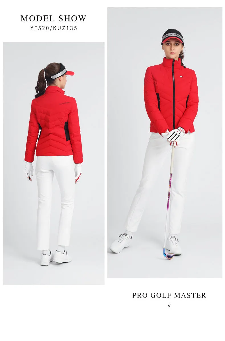 PGM YF520 ladies warm golf jackets wholesale duck down full zip women logo golf jacket