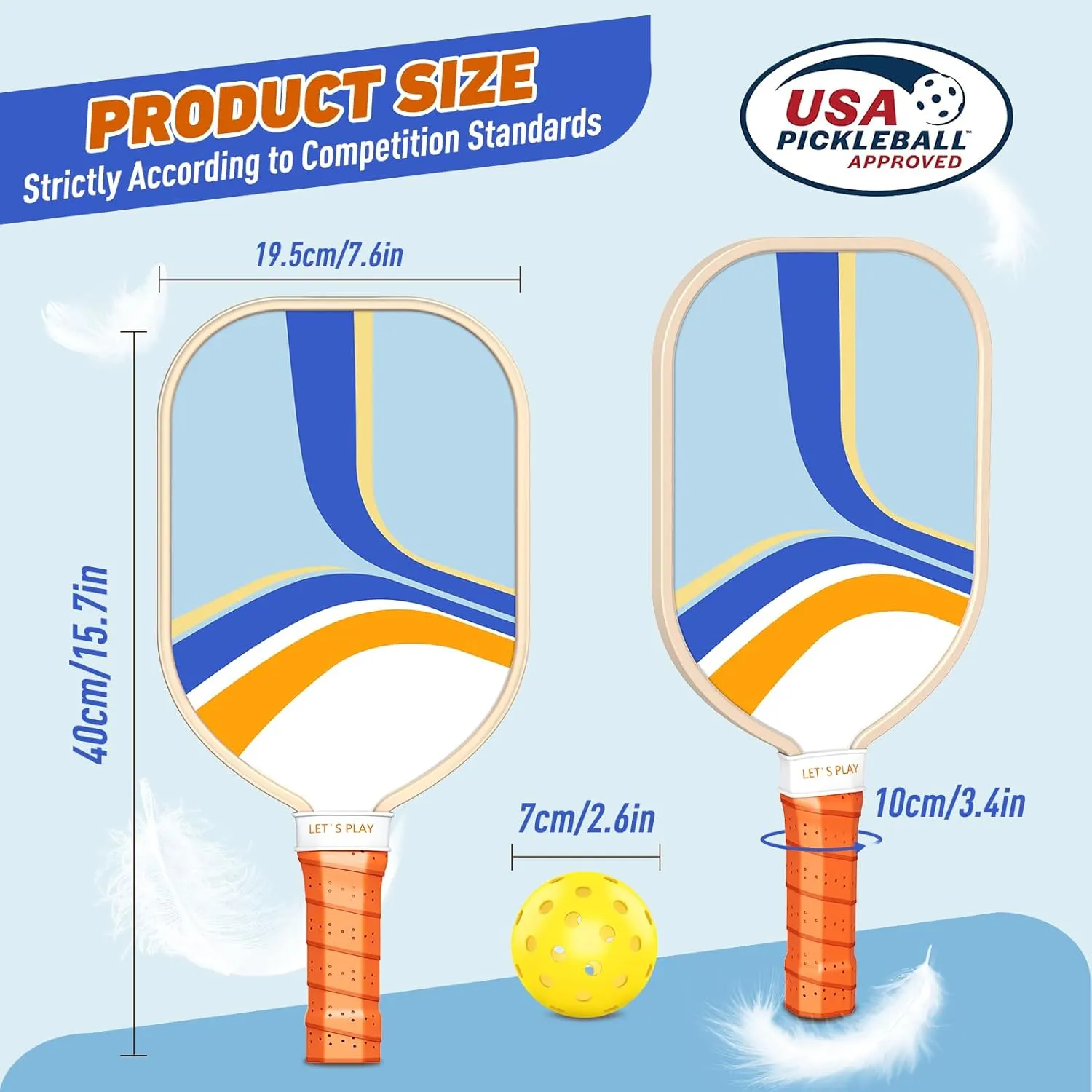 Pickleball Paddles Set of 4, Premium Wood with 4 Indoor & Outdoor Pickleball Balls and 1 Carry Bag, Pickleball Rackets with Ergonomic Cushion Grip for Beginner & Professional Gifts for Women Men Youth