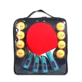 Ping Pong Paddles Set 4 Wooden Table Tennis Rackets with 8 Standard-sized 3-Star Ping Pong Balls for Indoor Outdoor Game