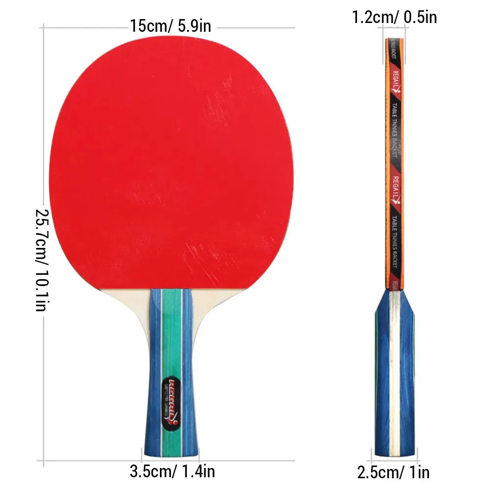 Ping Pong Paddles Set 4 Wooden Table Tennis Rackets with 8 Standard-sized 3-Star Ping Pong Balls for Indoor Outdoor Game