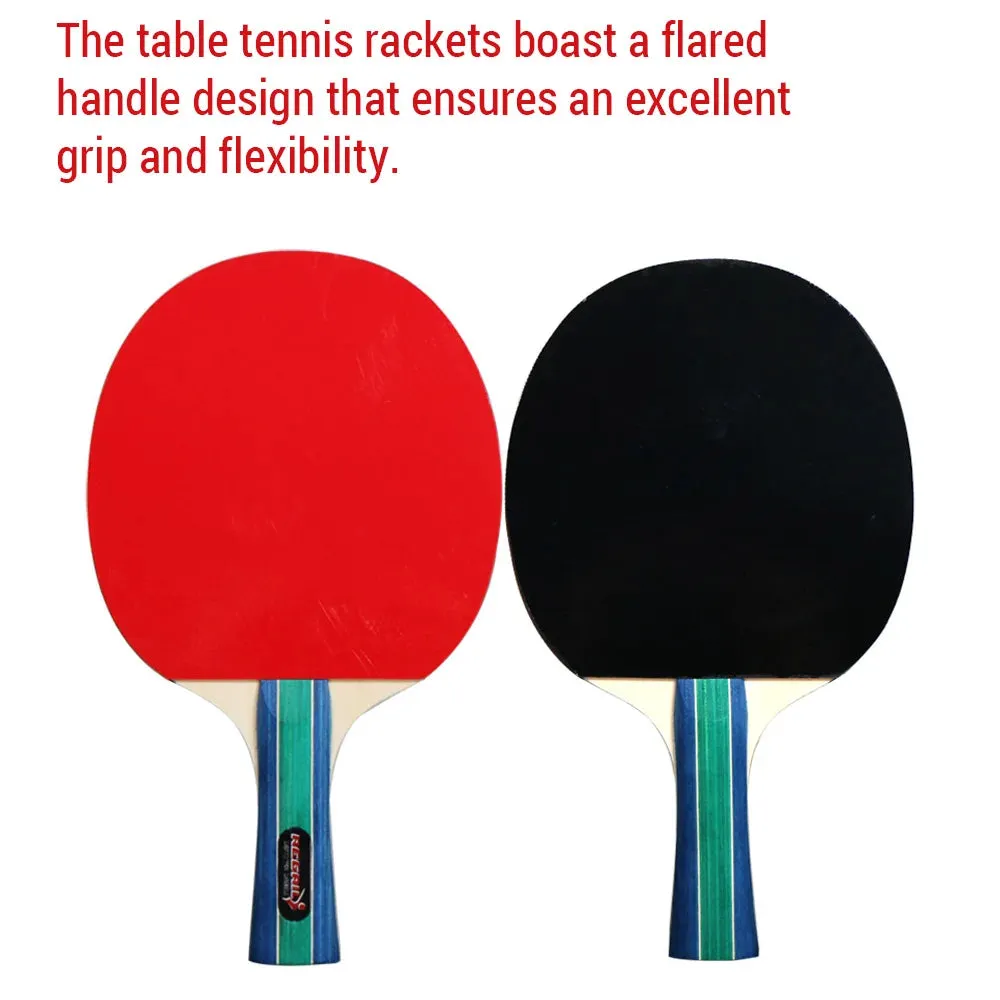 Ping Pong Paddles Set 4 Wooden Table Tennis Rackets with 8 Standard-sized 3-Star Ping Pong Balls for Indoor Outdoor Game