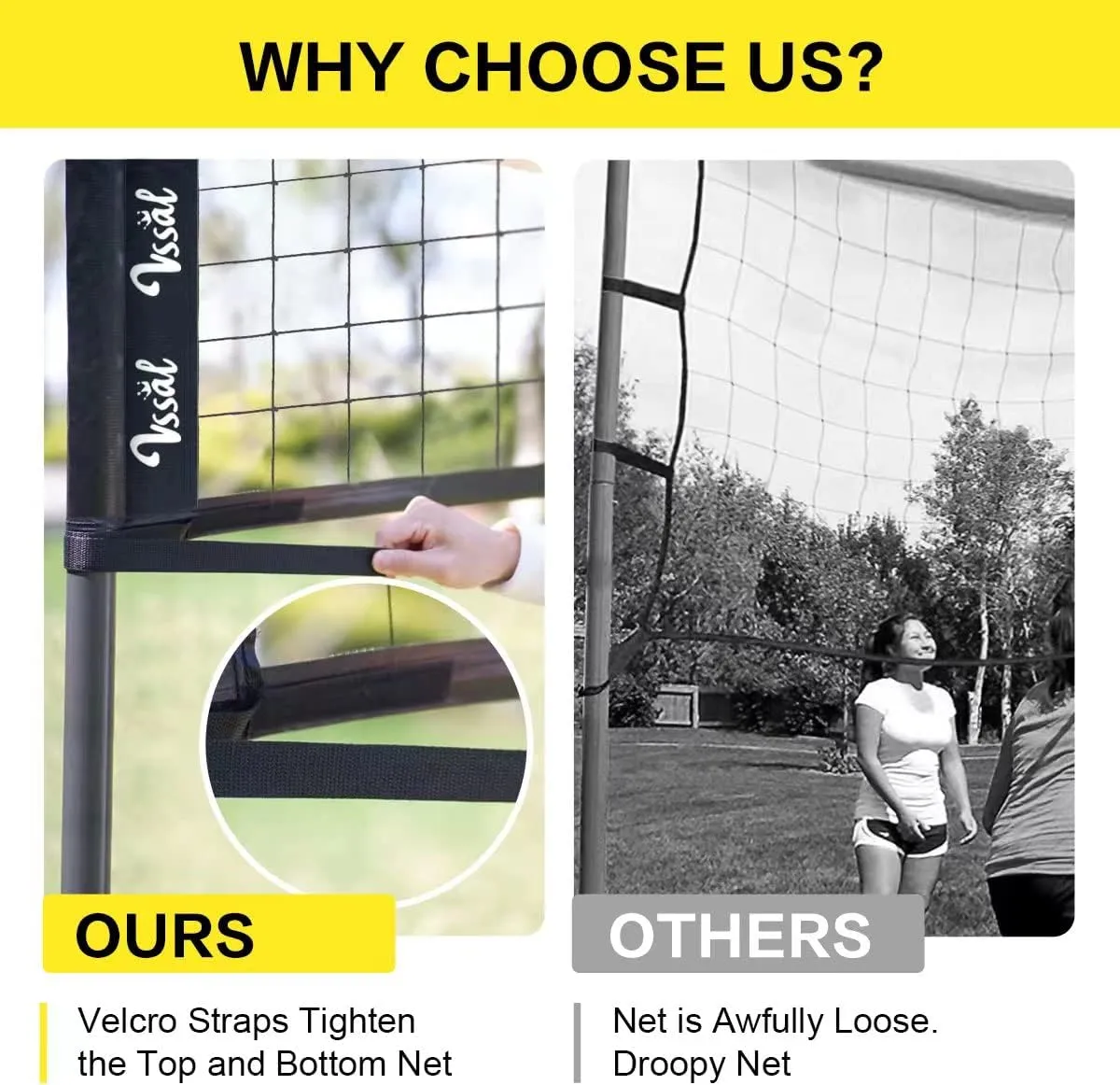 Portable Professional Volleyball Net Set Outdoor Backyard, Anti-Sag Design, Adjustable Height Poles, Volleyball Nets Sets with 2 Scoring Poles, Carrying Bag for Beach, Yard and Lawn