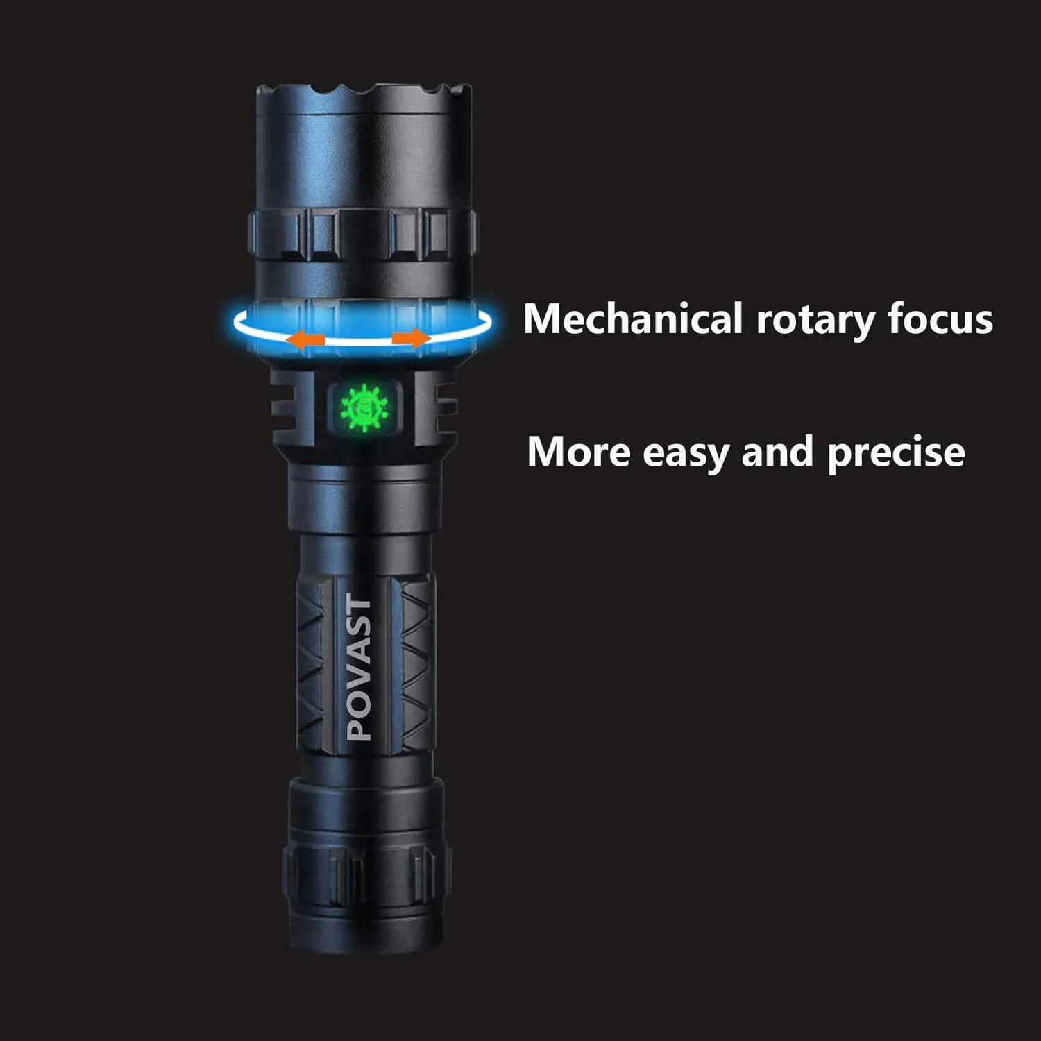 POVAST PVL2-2 Zoomable Green Light Rechargeable Led Flashlight with Scope Mount, 1200 lumens Outdoor Bright Torch Light with Battery for Hunting