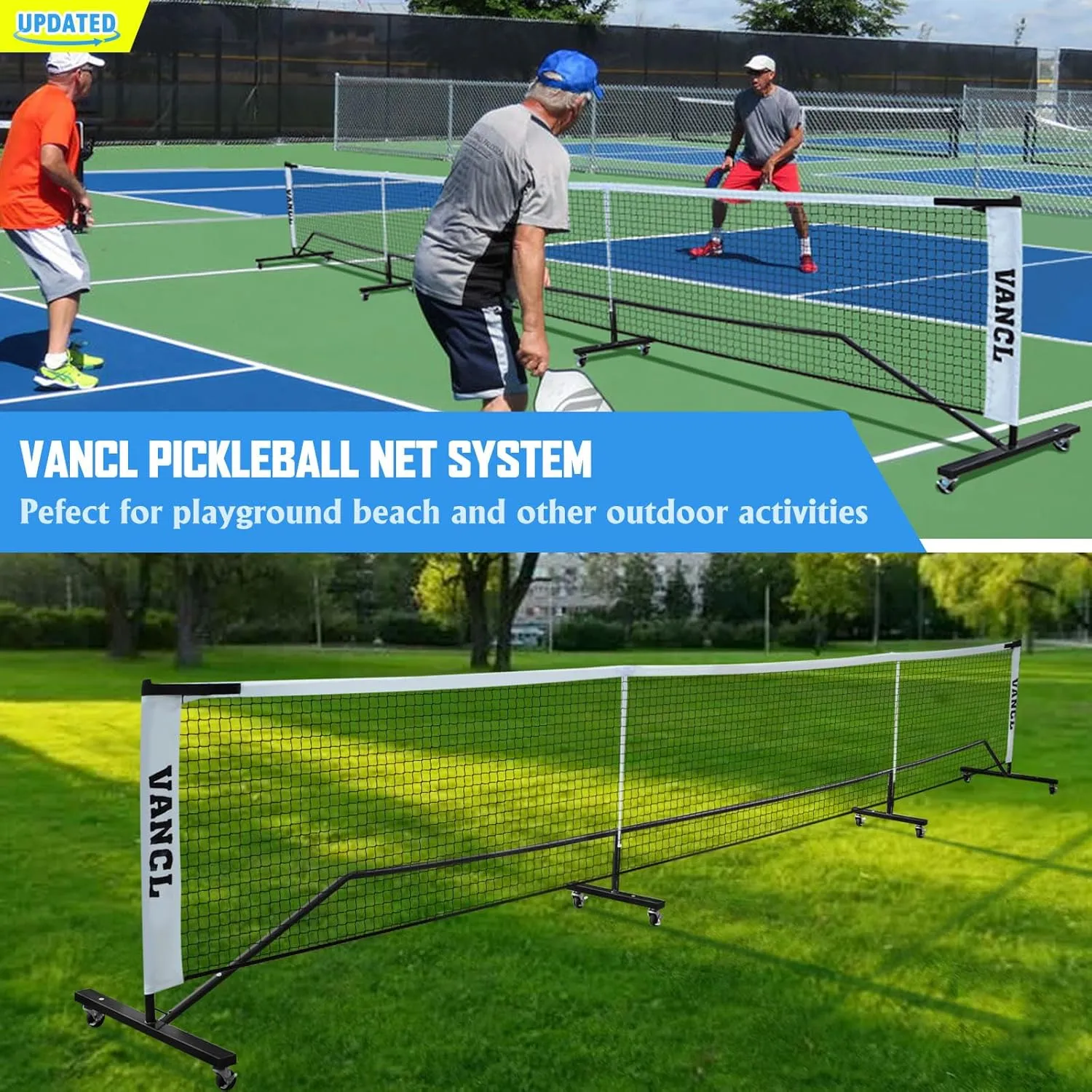 Pro Pickleball Net Portable with Wheels  22ft Heavy Duty Pickleball Net System with Sturdy Aluminum Frame for Outdoor & Indoor  Nylon Net & Carrying Bag for Pickleball, Tennis, Badminton