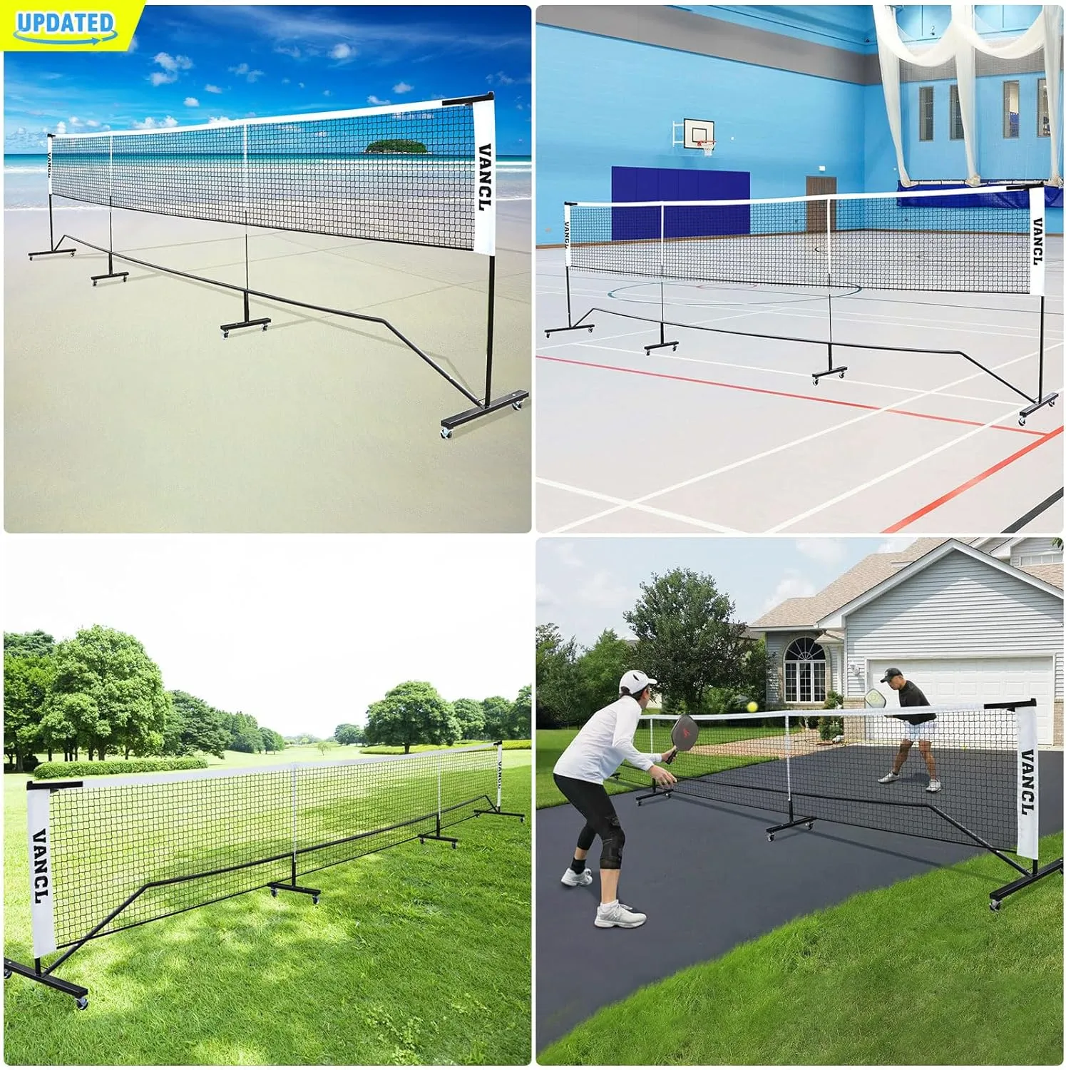 Pro Pickleball Net Portable with Wheels  22ft Heavy Duty Pickleball Net System with Sturdy Aluminum Frame for Outdoor & Indoor  Nylon Net & Carrying Bag for Pickleball, Tennis, Badminton