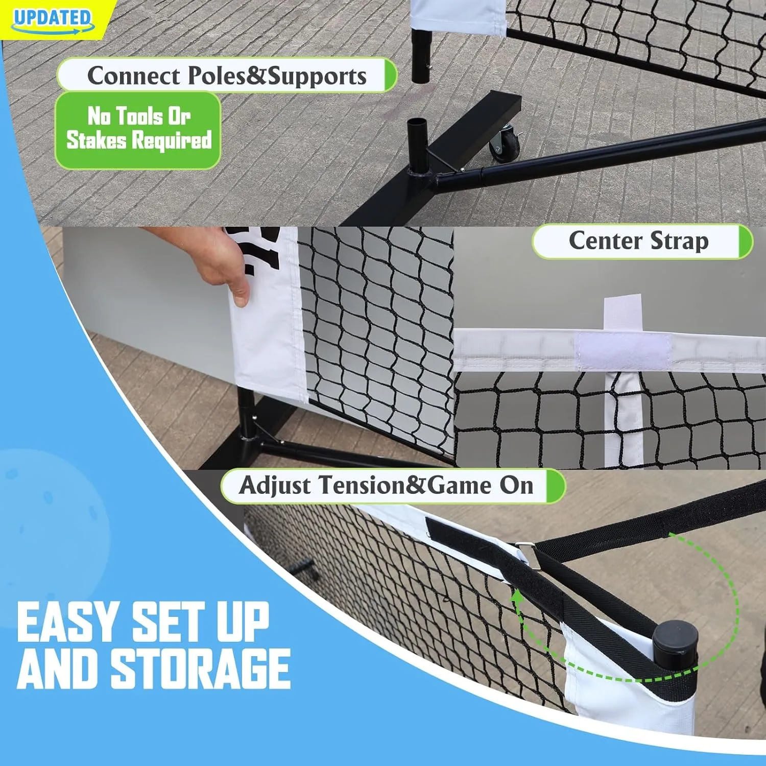 Pro Pickleball Net Portable with Wheels  22ft Heavy Duty Pickleball Net System with Sturdy Aluminum Frame for Outdoor & Indoor  Nylon Net & Carrying Bag for Pickleball, Tennis, Badminton