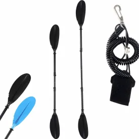 Quynhni- Standard Kayak Paddle,Kayak Paddle Sturdy Iron Shaft and Durable Polypropylene Blade 0/65 Blade Angle with drip Loop.
