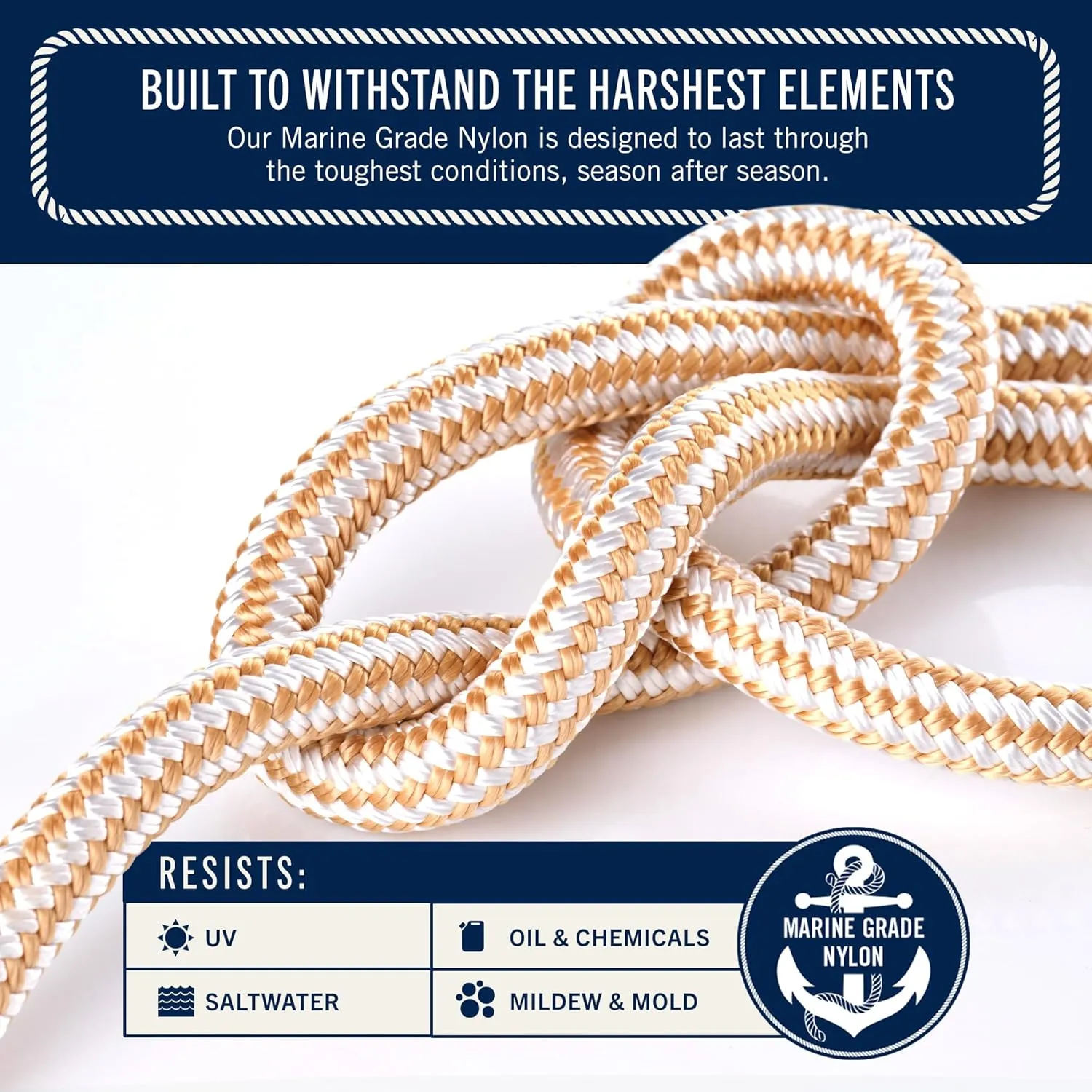 RainierSupplyCo Boat Anchor Rope - Double Braided Marine Rope Anchor Line - 100/150 / 200/300 ft Nylon Boating Line with 316 Stainless Steel Thimble and Heavy Duty Marine Grade Snap Hook