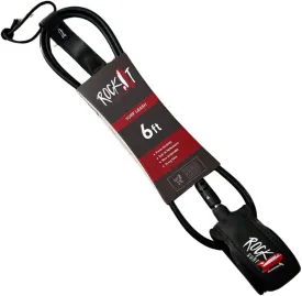 Rock It Surf Premium Surfboard Leash, 6ft & 8ft Surf Board Leashes, 7mm Legrope Strap for Shortboard, Longboard or SUP Made with Recycled Materials, Extra Strength Velcro & Stainless Swivels