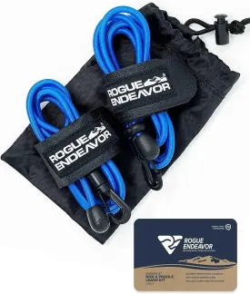 Rogue Endeavor Rod Leash & Paddle Leash Kit, set of 2, Kayak Fishing & Paddle Boarding- 48" Shock Cord Bungee, Quick Release Clip, Neoprene Lined Strap and Carrying Bag (set of 2)