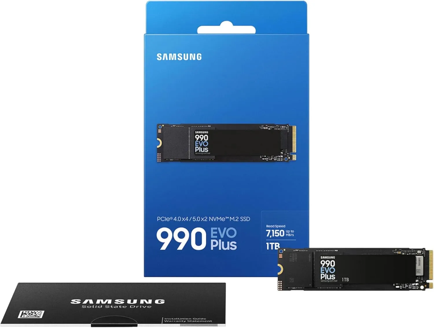 Samsung 990 EVO Plus SSD 1TB, PCIe Gen 4x4, Gen 5x2 M.2 2280, Speeds Up-to 7,250 MB/s, Upgrade Storage for PC/Laptops, HMB Technology and Intelligent Turbowrite 2.0, (MZ-V9S1T0B/AM)