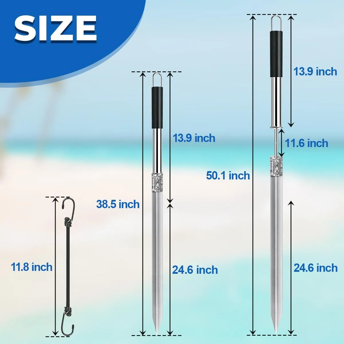 Sand Spike Boat Anchor Slide Pole Anchor Beach Shore Spike for Boats, Jet Ski, Pontoon, Kayak, Canoe, Stainless Steel Sand Anchor Pole Stick