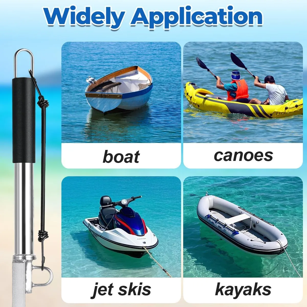 Sand Spike Boat Anchor Slide Pole Anchor Beach Shore Spike for Boats, Jet Ski, Pontoon, Kayak, Canoe, Stainless Steel Sand Anchor Pole Stick