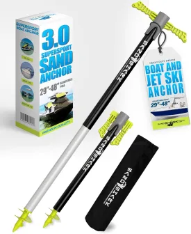 SandShark Supersport 3.0 Shallow Water Anchor - Great Jet Ski, PWC, Pontoon Boat Accessory - Adjusts 29"-48" w/Case