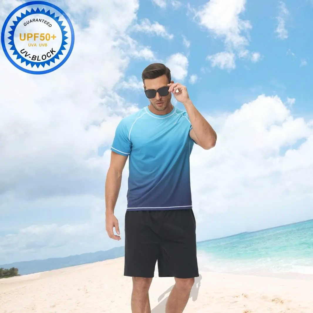 Satankud Men's UPF 50  Rashguard Swim Tee Short Sleeve Running Shirt Swimwear Swim Hiking Workout Shirts