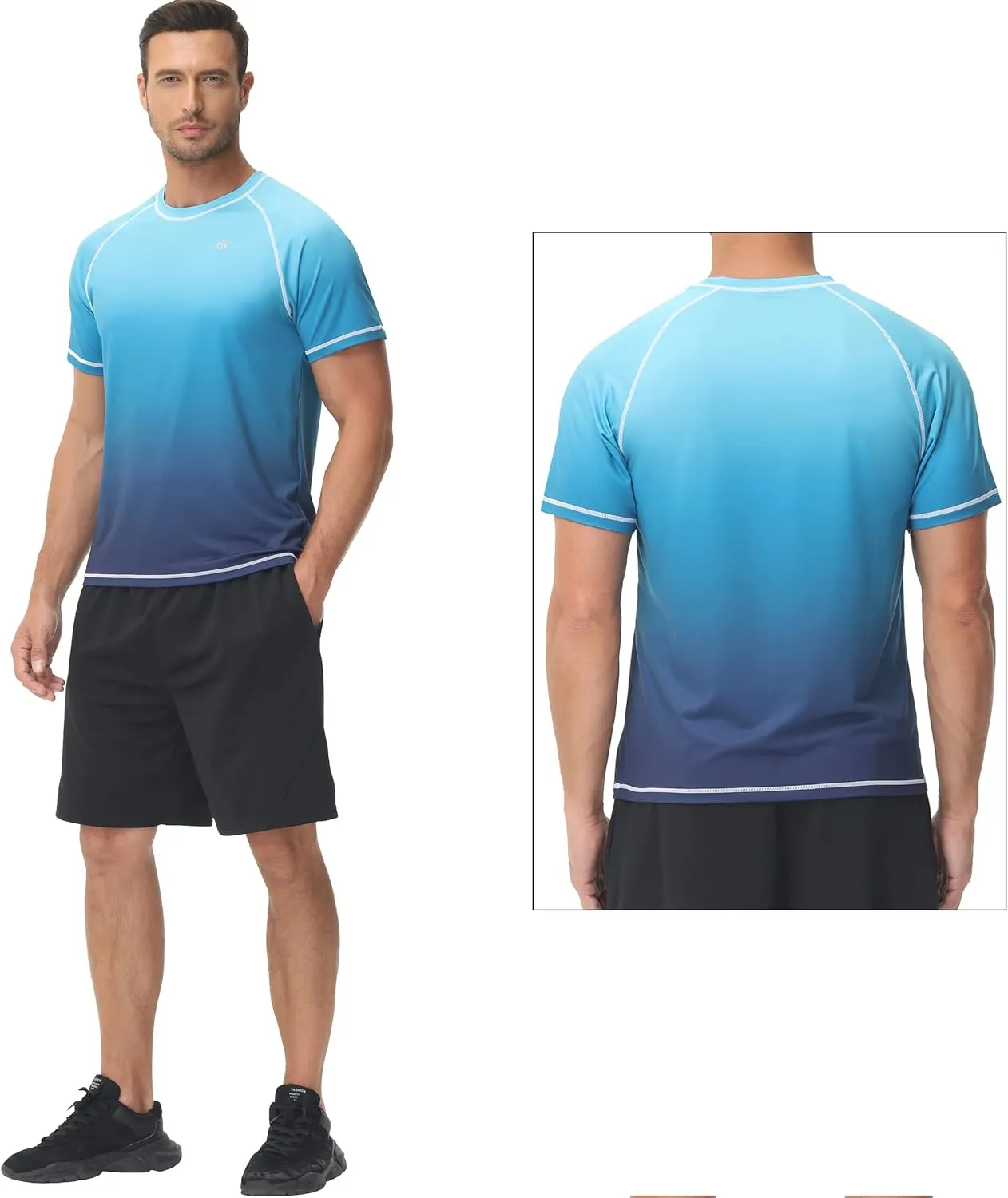 Satankud Men's UPF 50  Rashguard Swim Tee Short Sleeve Running Shirt Swimwear Swim Hiking Workout Shirts