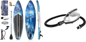 SereneLife Inflatable Stand Up Paddle Boardwith Premium SUP Accessories & Carry Bag | Wide Stance, Bottom Fin & Premium Compact Digital Air Pump Compressor