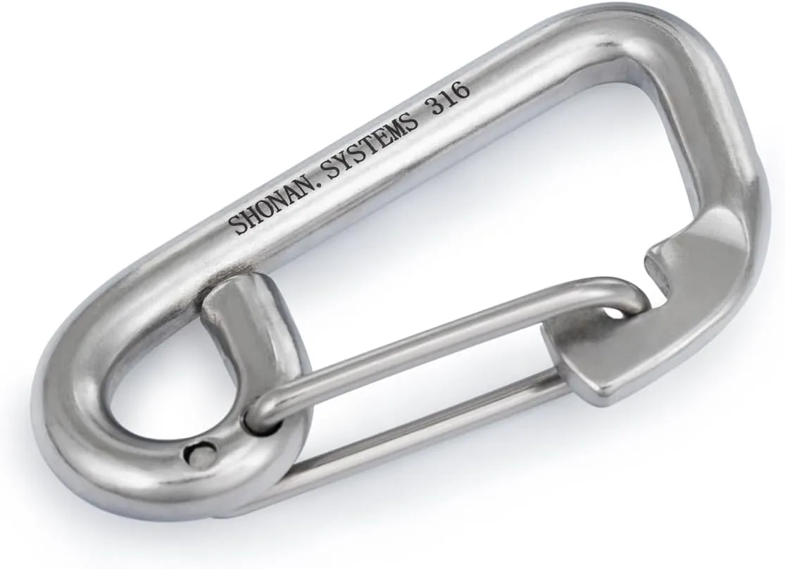 SHONAN Marine Boat Hooks, Stainless Steel Carabiner Heavy Duty Snap Hook, Rope Clips for Jet Ski, Kayak and Boat Dock Lines