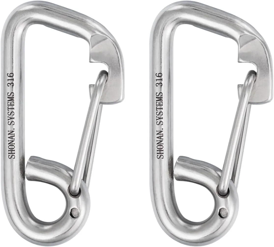 SHONAN Marine Boat Hooks, Stainless Steel Carabiner Heavy Duty Snap Hook, Rope Clips for Jet Ski, Kayak and Boat Dock Lines