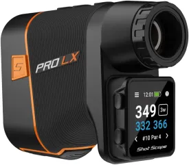 Shot Scope PRO LX  Laser Rangefinder with Shot Tracking - F/M/B green and hazard distances - 100  statistics including Strokes Gained - Adaptive Slope Technology - Red and black dual optics - No subscriptions