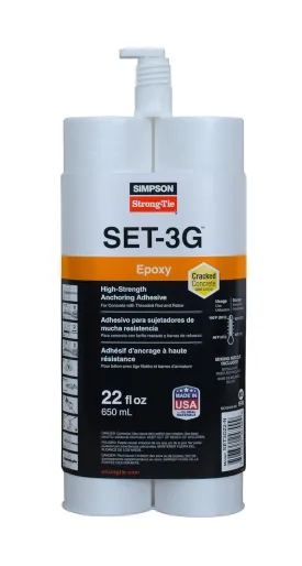 Simpson Strong-Tie SET-3G22-N High-Strength Epoxy Anchoring Adhesive for Threaded Rods, Rebar & Dowels - Superior Bond Strength, Fast Curing, 22 oz Side-by-Side Cartridge