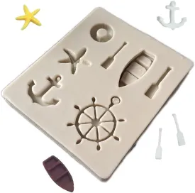 Small Sea Oar Boat Anchor Star Rudder Lifebuoy Silicone Mold Tools for Make Chocolate Hard Candie Dessert Ice Cube Candles Soap Fondant Tool