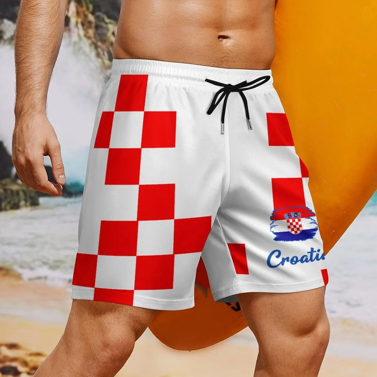 Soccer National Team Shorts, Soccer Flag Beach Trunks Swim Hawaii Training Shorts for Fans Gifts Men S-2XL