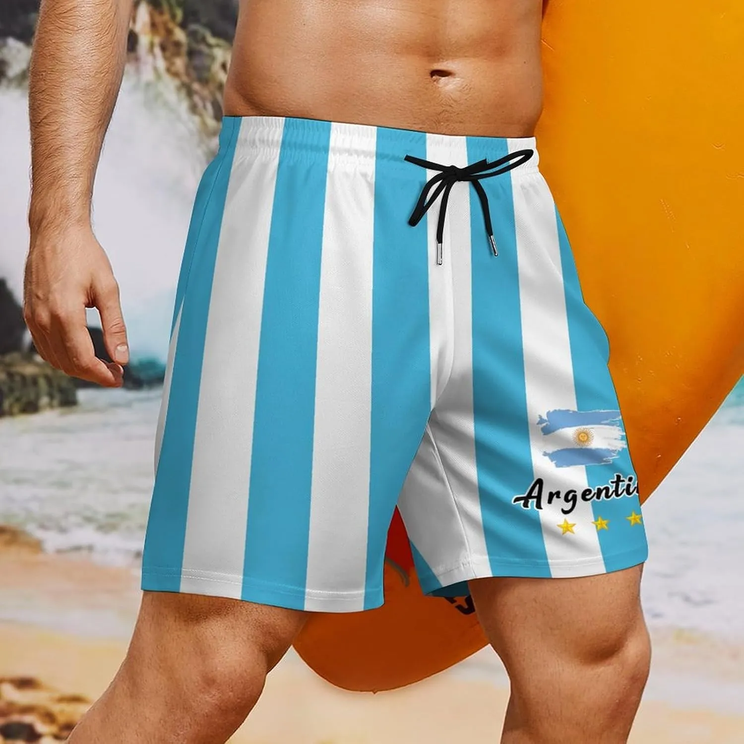 Soccer National Team Shorts, Soccer Flag Beach Trunks Swim Hawaii Training Shorts for Fans Gifts Men S-2XL