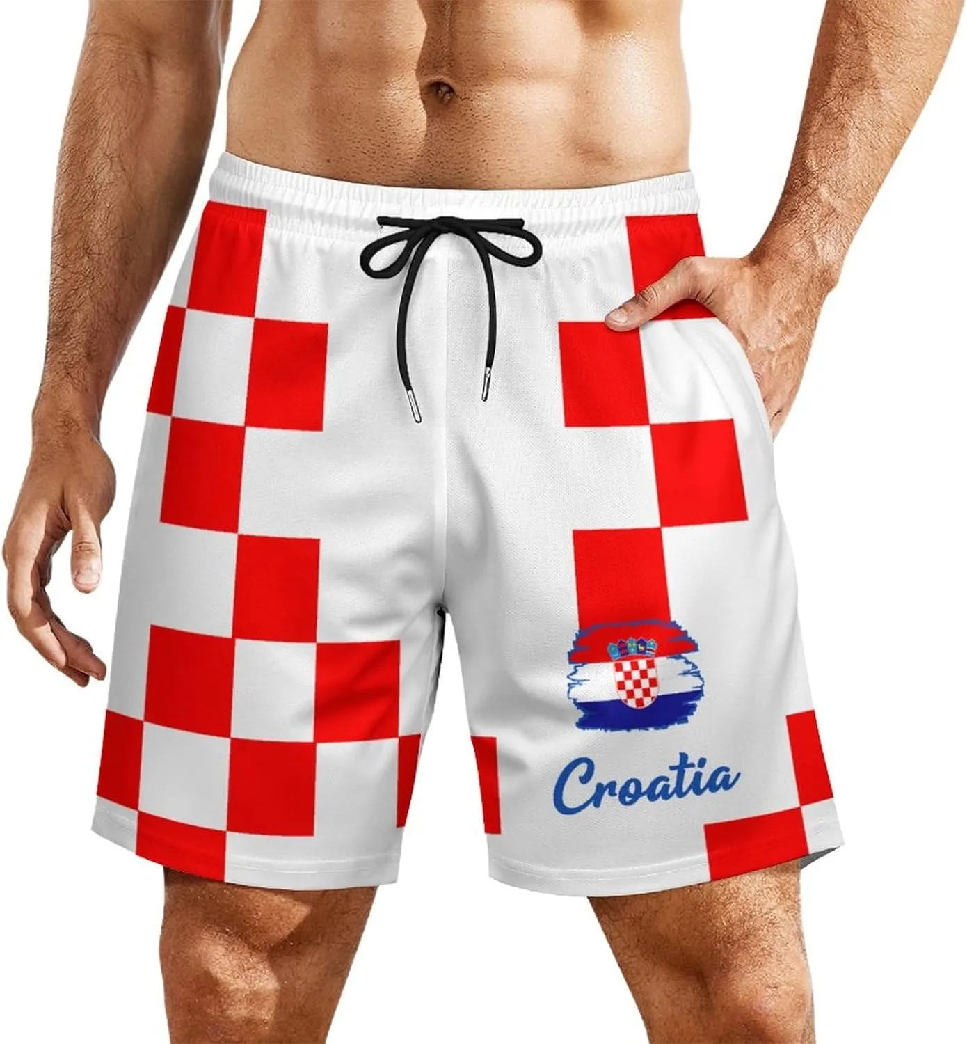 Soccer National Team Shorts, Soccer Flag Beach Trunks Swim Hawaii Training Shorts for Fans Gifts Men S-2XL