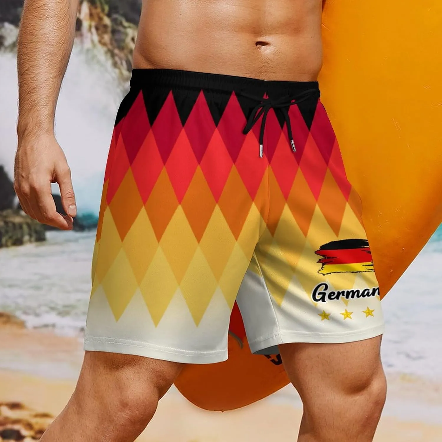 Soccer National Team Shorts, Soccer Flag Beach Trunks Swim Hawaii Training Shorts for Fans Gifts Men S-2XL