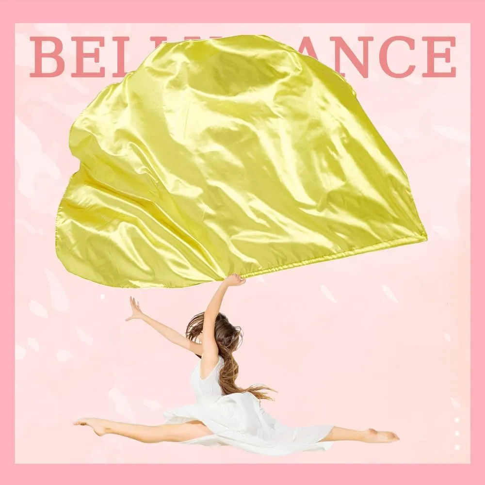 Soft Worship Wings - 1 Piece Belly Dance Flag and Stick Wing for Praise Performance Props (Gold)