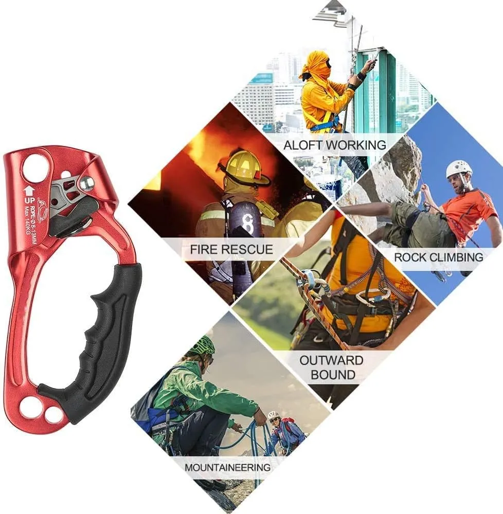 SRT Climbing Hand Ascender Aviation Light Alloy Mountaineering Rock Ergonomic Rappelling Gear Equipment Left Handled Ascender Arborist Tree Climber Rigging