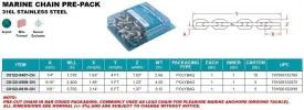 STAINLESS CHAIN PRE-PACK 1/4", 4' LONG, 316 SS
