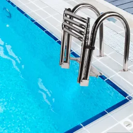 Swimming Pool Dock Ladder Marine Yacht 4 Step Folding Boat Ladder, Heavy Duty Telescoping Ladder Load 440 Pounds, Pontoon Fishing Boat/Floating Dock/Deck Boarding Ladders with Handrail & Hardware