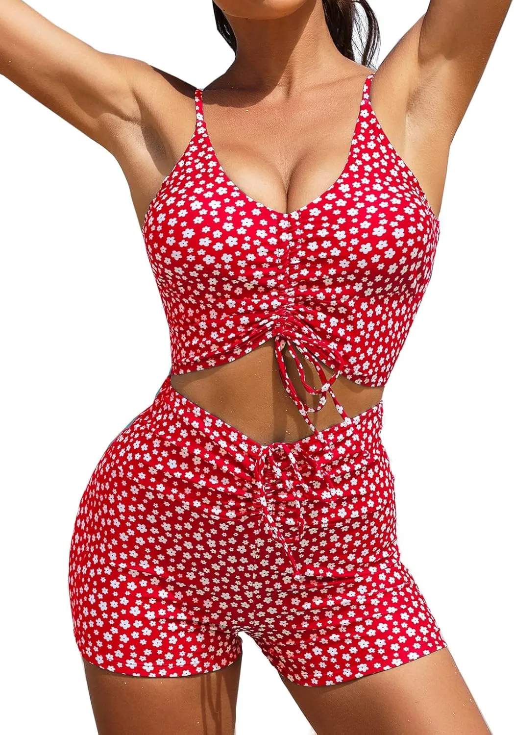 Swmmer Liket High Waisted Bikini Sets for Women Boy Shorts Swimsuits Sporty Bathing Suit