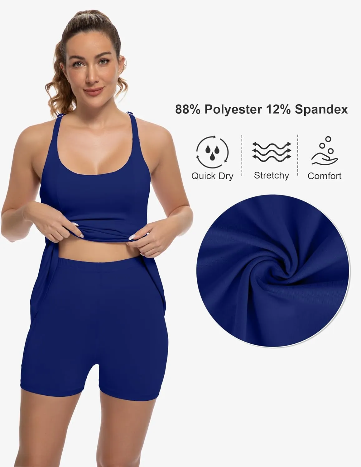 Tennis Dress for Women Athletic Golf Dress with Shorts and Pockets Backless Workout Dress with Adjustable Straps