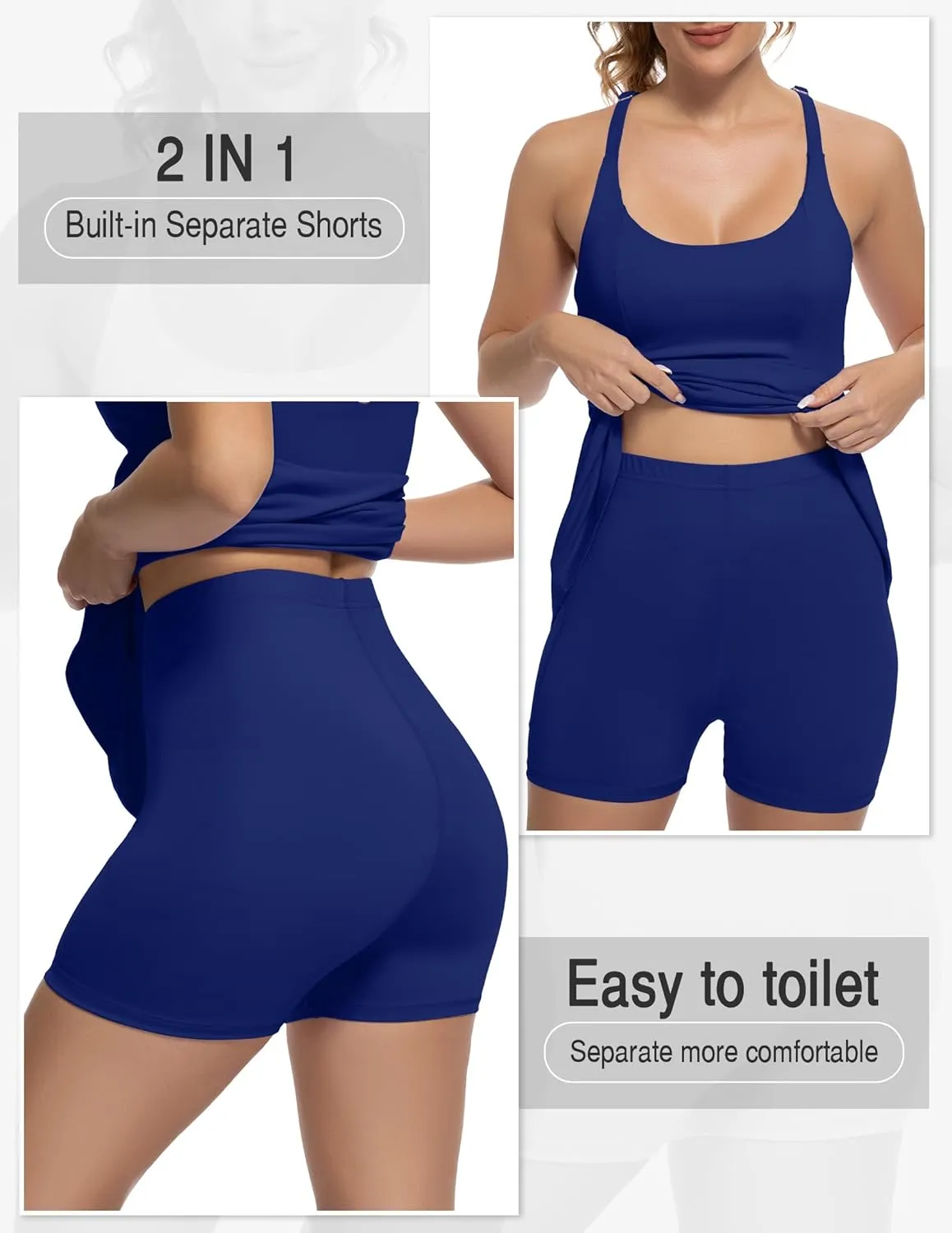 Tennis Dress for Women Athletic Golf Dress with Shorts and Pockets Backless Workout Dress with Adjustable Straps
