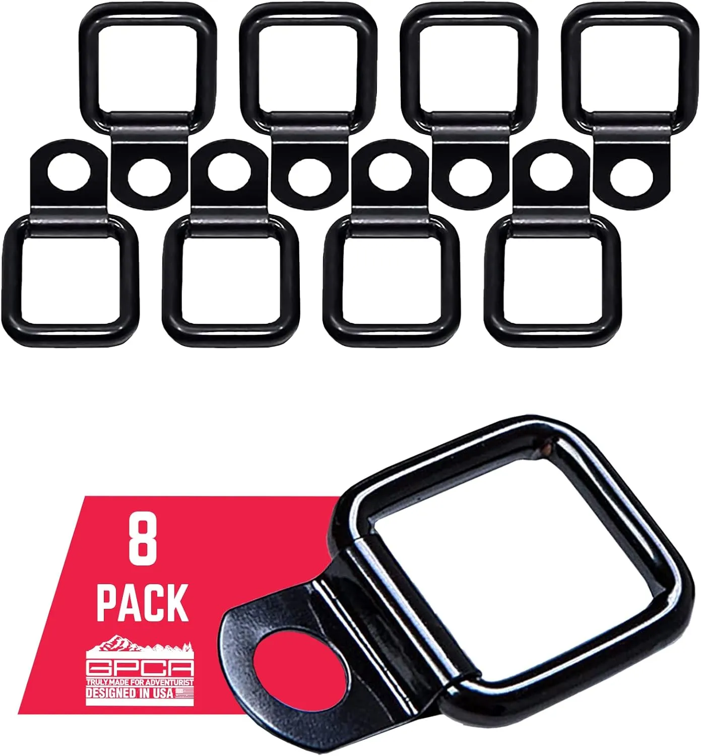Tie Down D Ring Set, Easy-to-Install Truck Tie Downs, Compatible w/Cargo Cover Mounts, Heavy-Duty Bronco Accessories for Pickups, Trailers, Truck, Trailer, Camper, Boat and More, 8 Pack - GPCA