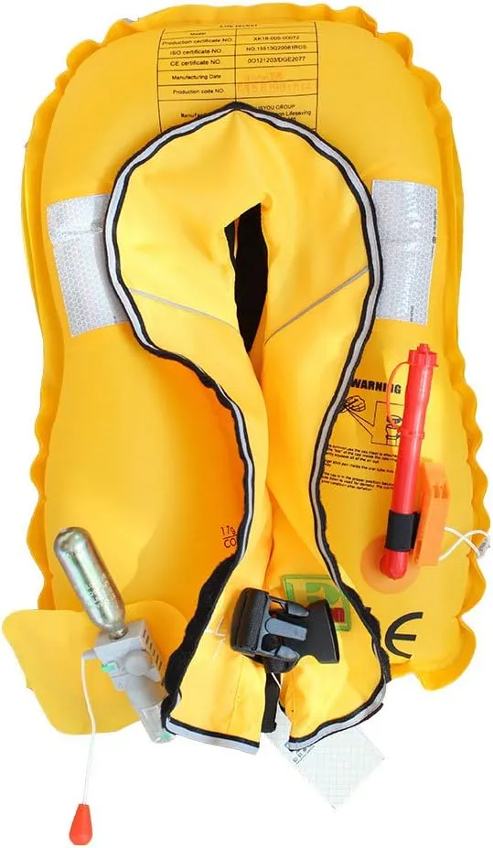 Top Safety Child Life Jacket with Whistle - Auto Inflatable Slim Lifejacket Life Vest PFD for Children Kids Youth - Boating Fishing Sailing Kayaking Surfing Swimming - Adjustable Life Saving Vest