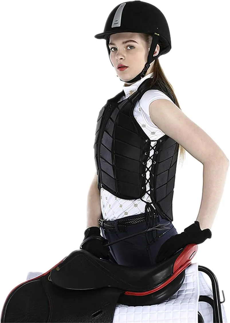 UNISTRENGH Equestrian Vest Professional Safety EVA Padded Horse Riding Vest Unisex Black Zipper Protector Gear Waistcoat
