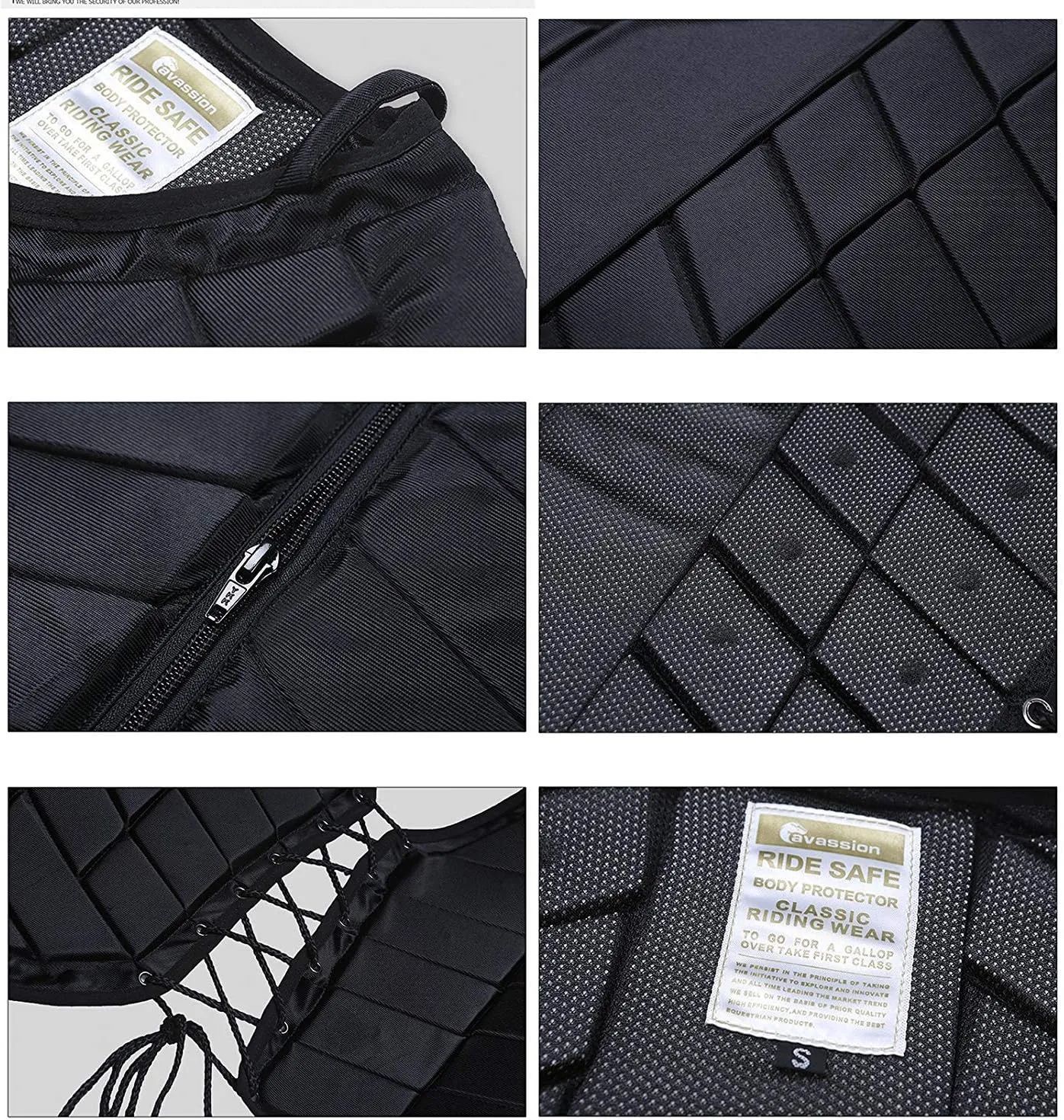 UNISTRENGH Equestrian Vest Professional Safety EVA Padded Horse Riding Vest Unisex Black Zipper Protector Gear Waistcoat