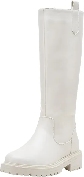 Vepose Womens 9658 Knee High Boots Low Heel, Platform Tall Boots with Side Zipper for Ladies