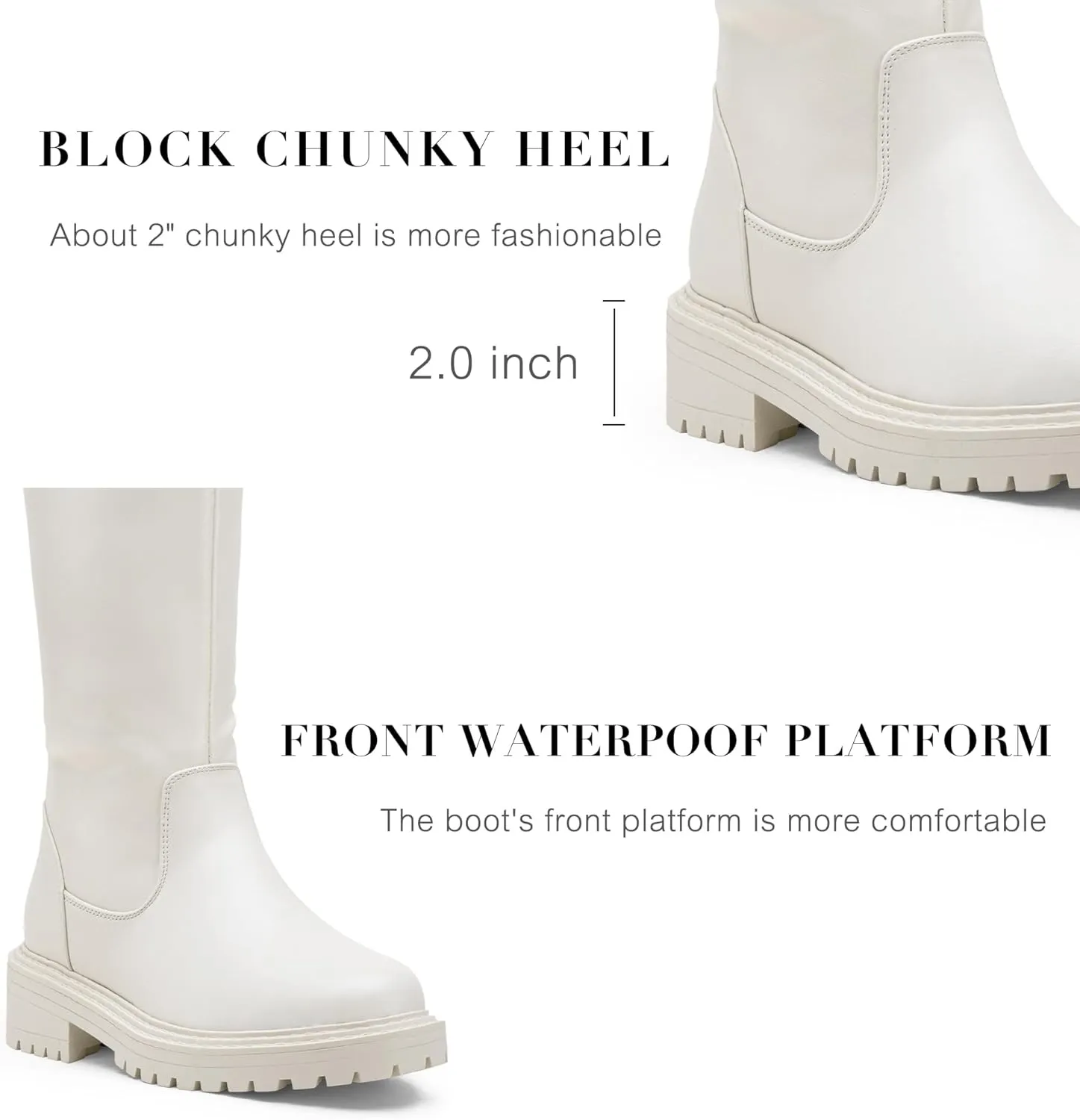 Vepose Womens 9658 Knee High Boots Low Heel, Platform Tall Boots with Side Zipper for Ladies