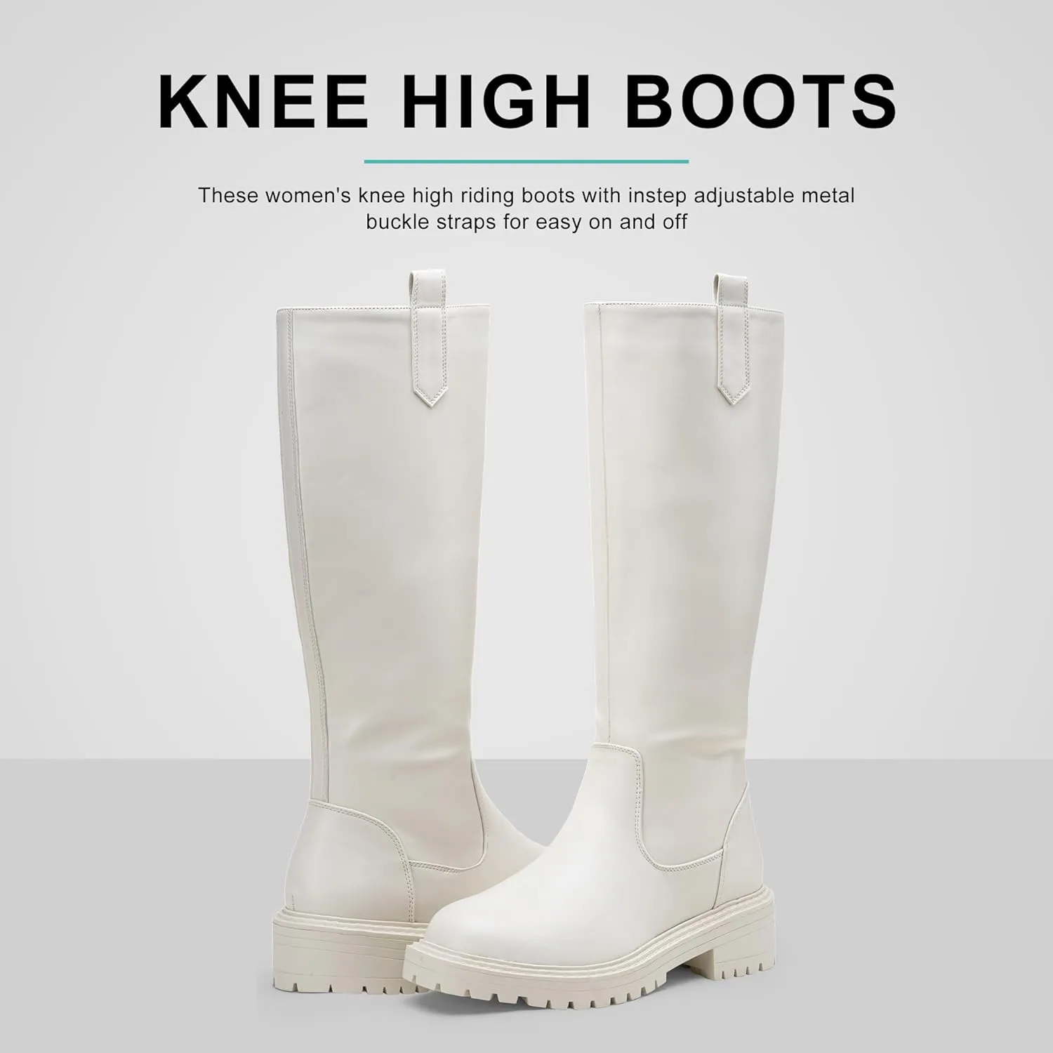 Vepose Womens 9658 Knee High Boots Low Heel, Platform Tall Boots with Side Zipper for Ladies