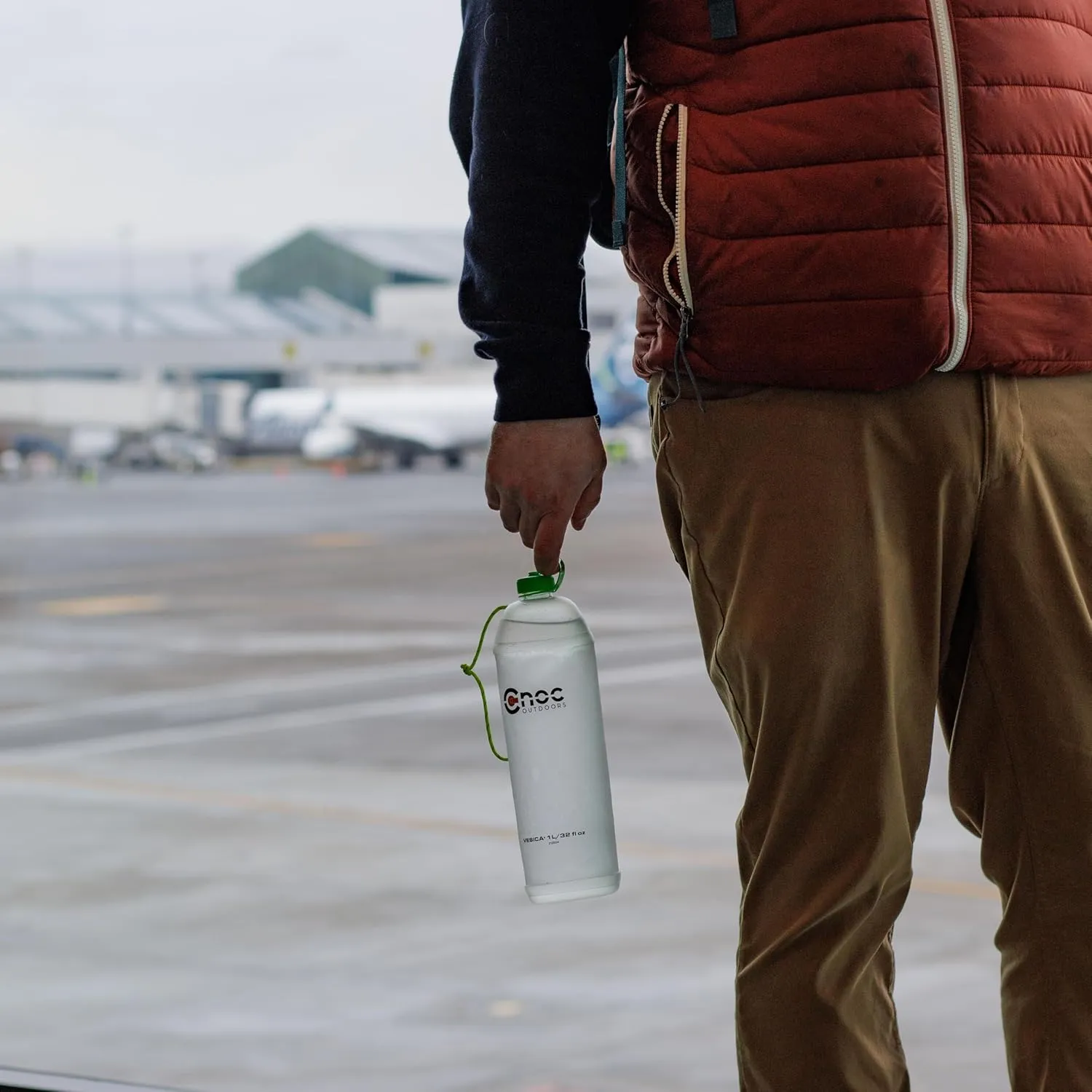 Vesica Collapsible Water Bottle, narrow mouth green