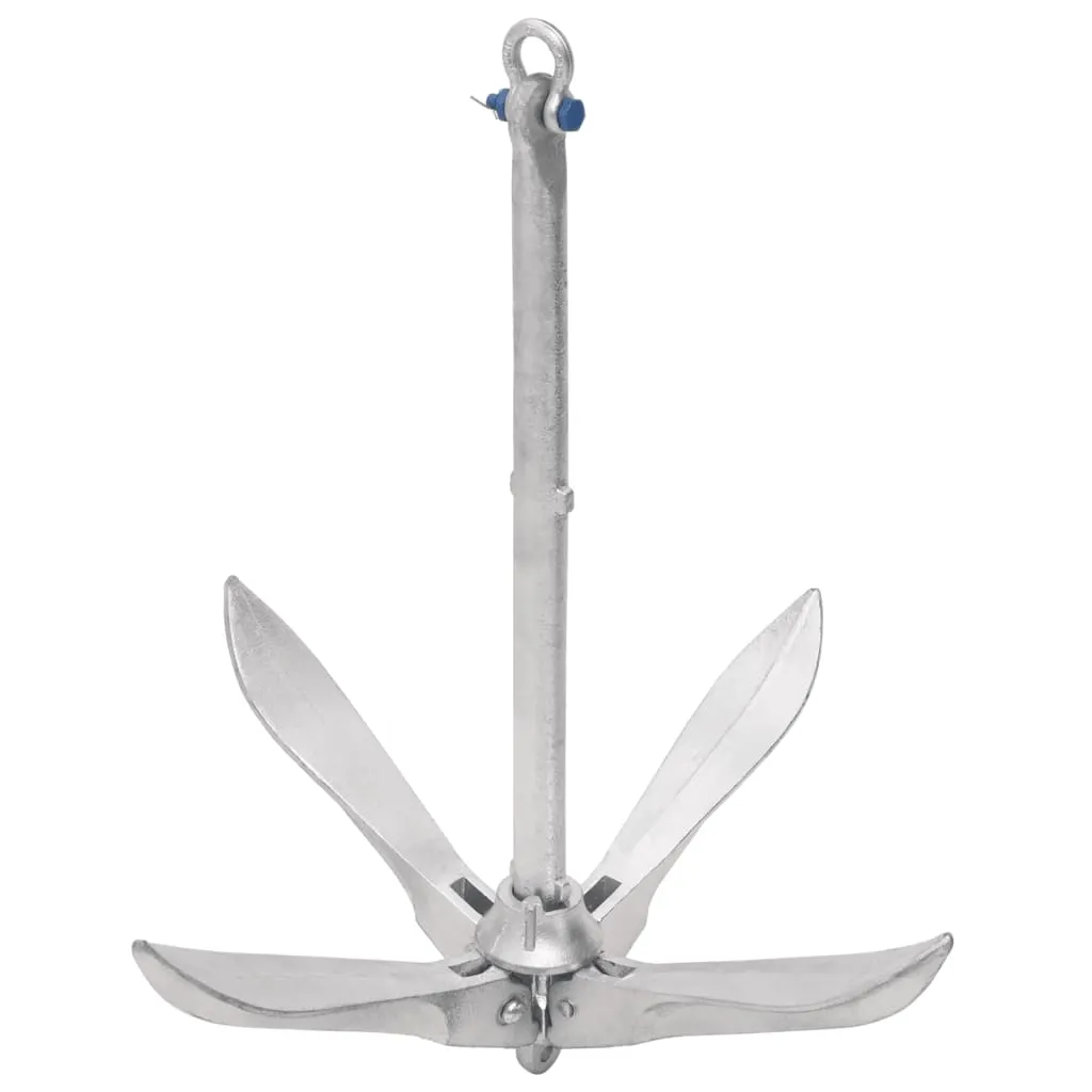 vidaXL Folding Anchor Silver 10 kg Malleable Iron